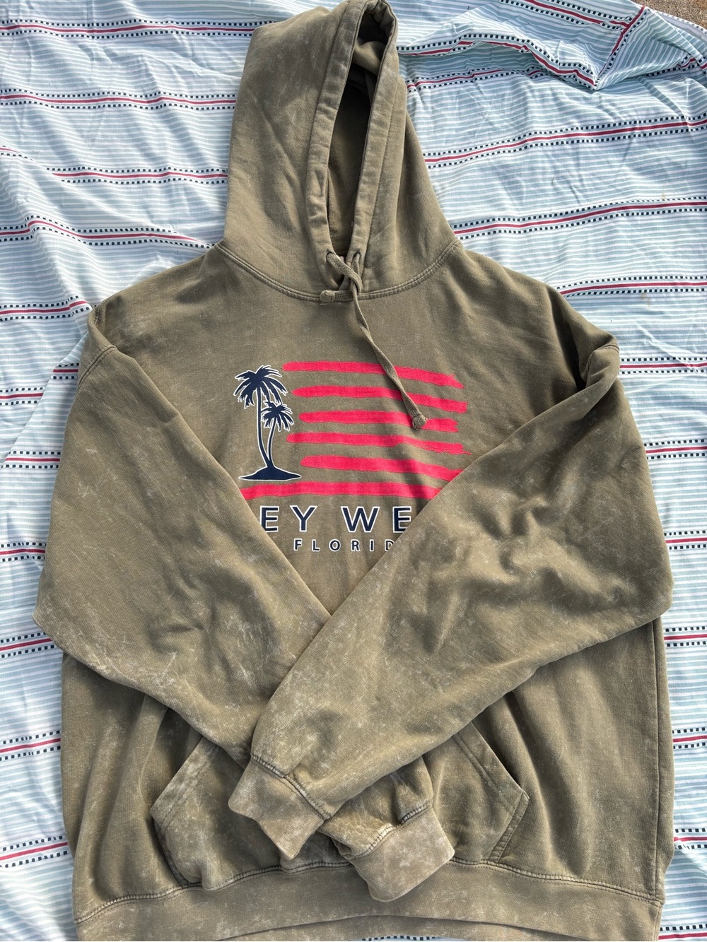Key West Graphic Olive Green Pullover Hoodie